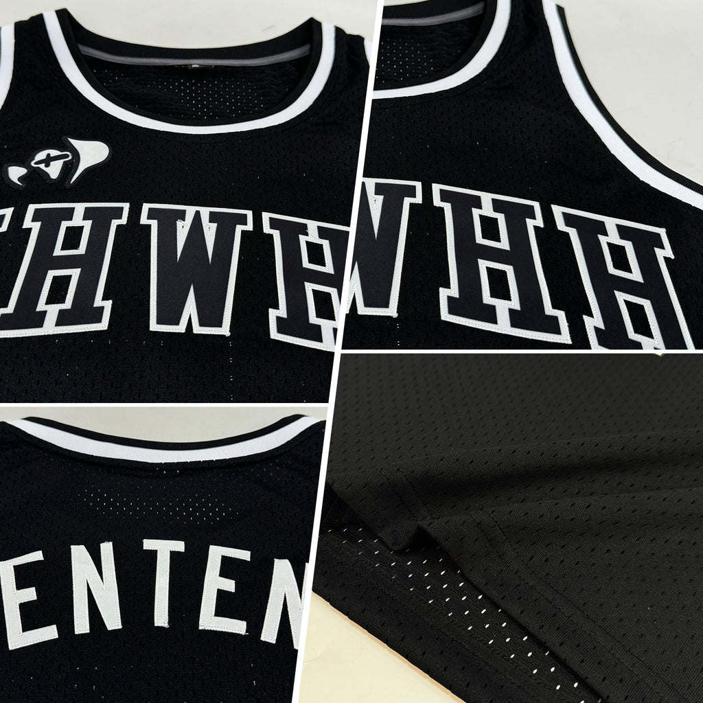Custom Black & White Throwback Basketball Jersey