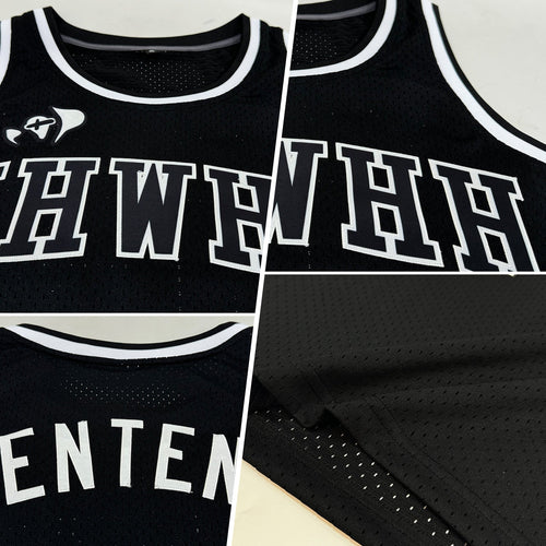 Custom Black & White Throwback Basketball Jersey