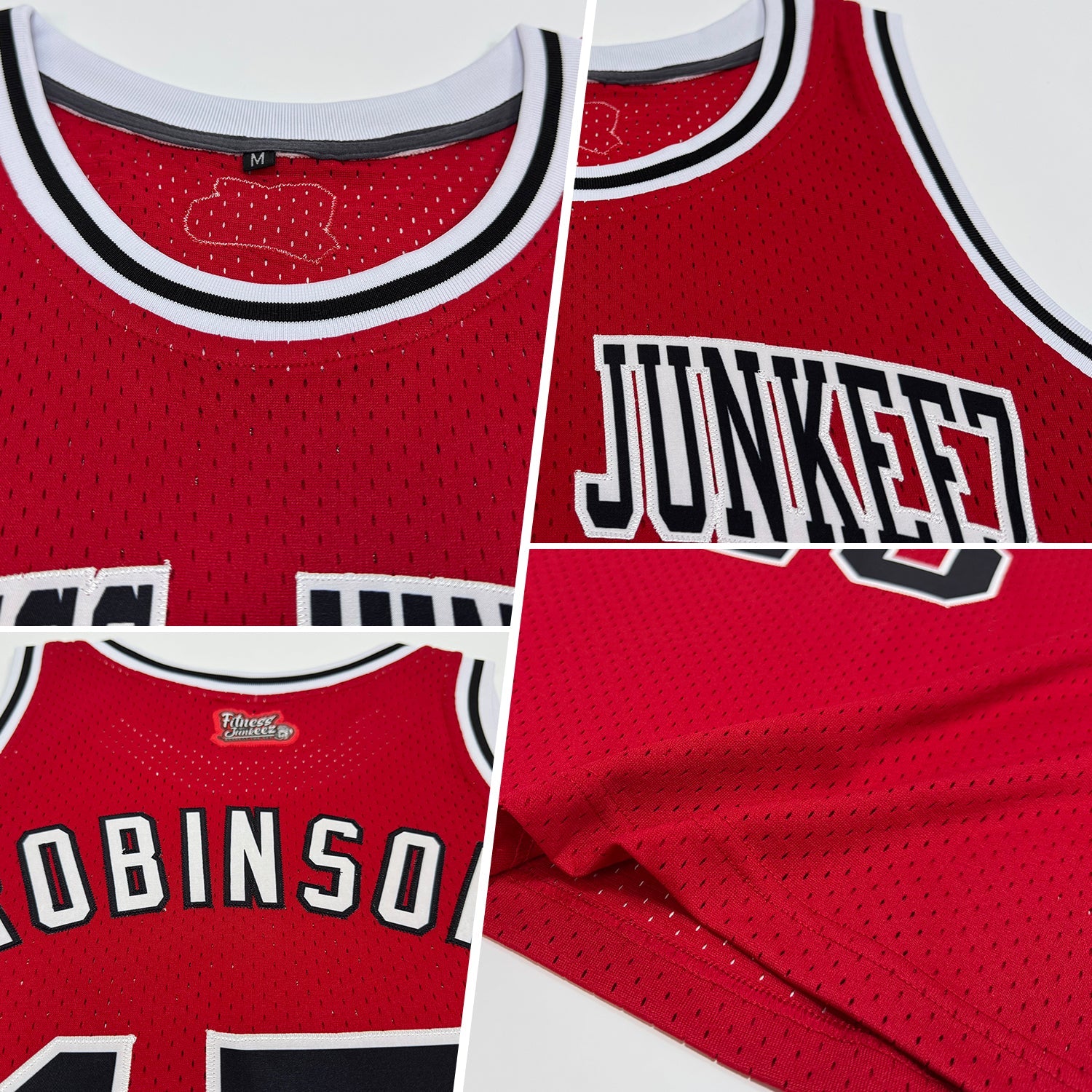 Custom Red, Black & White Throwback Basketball Jersey
