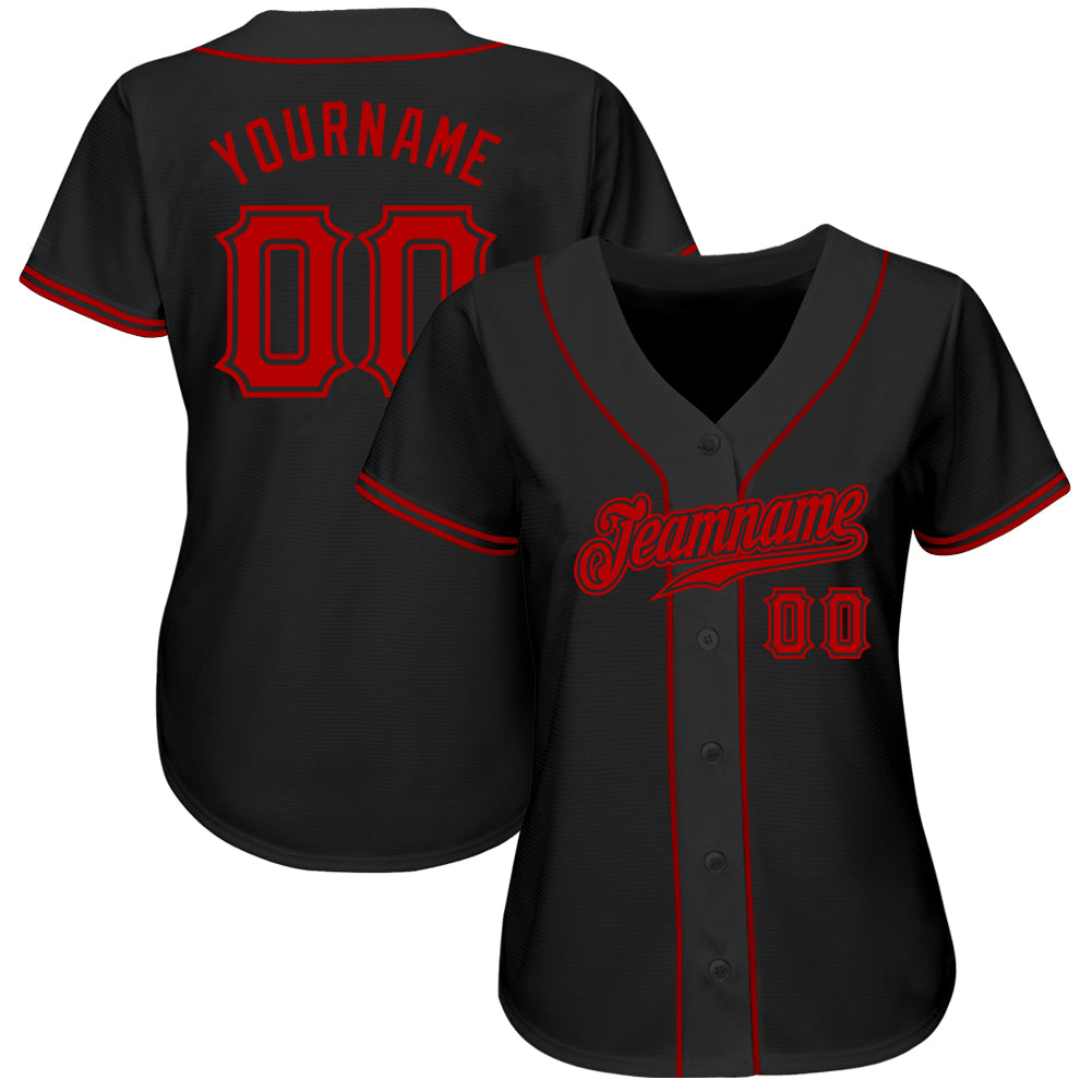 Custom Black & Red Baseball Jersey - Back