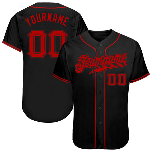 Custom Black & Red Baseball Jersey - Front