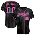 Custom Pinstripe Pink & Light Blue Baseball Jersey - Front