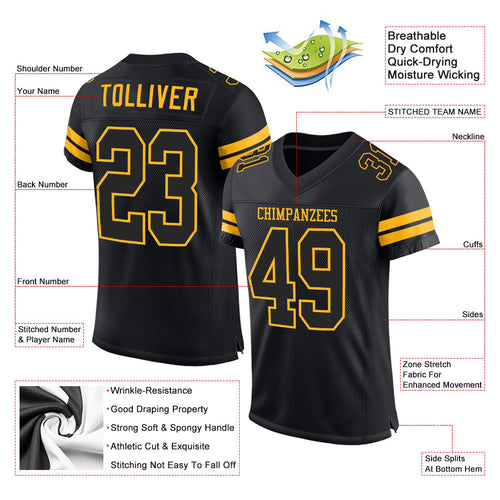 Custom Black & Gold Mesh Football Jersey