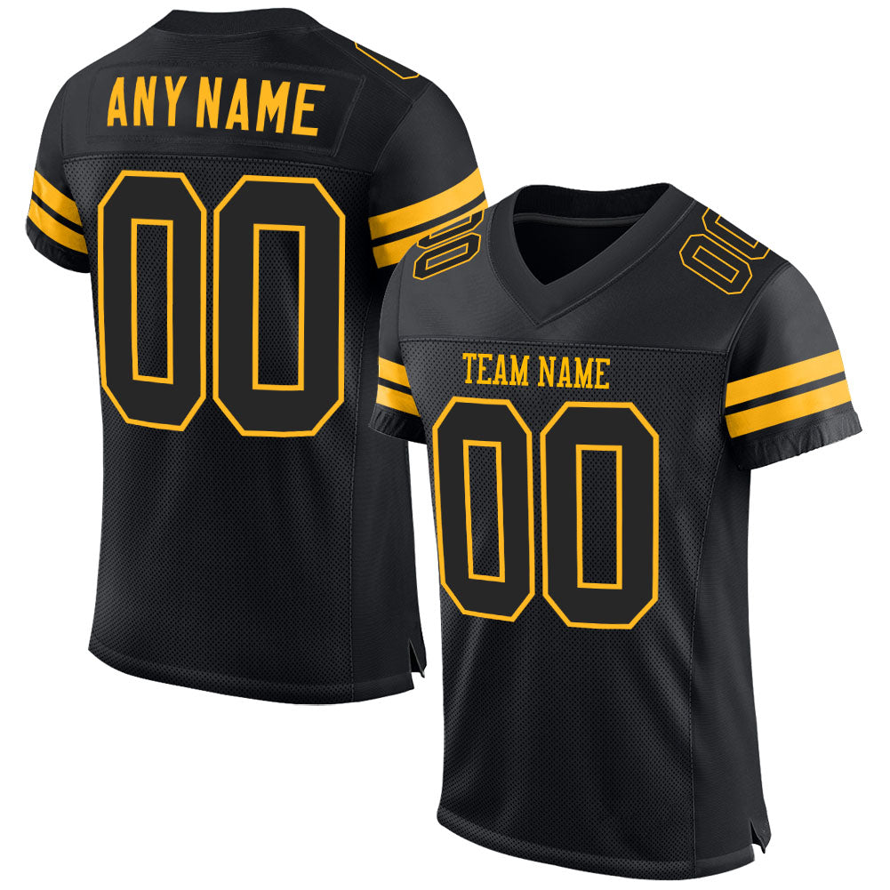 Custom Black & Gold Mesh Football Jersey