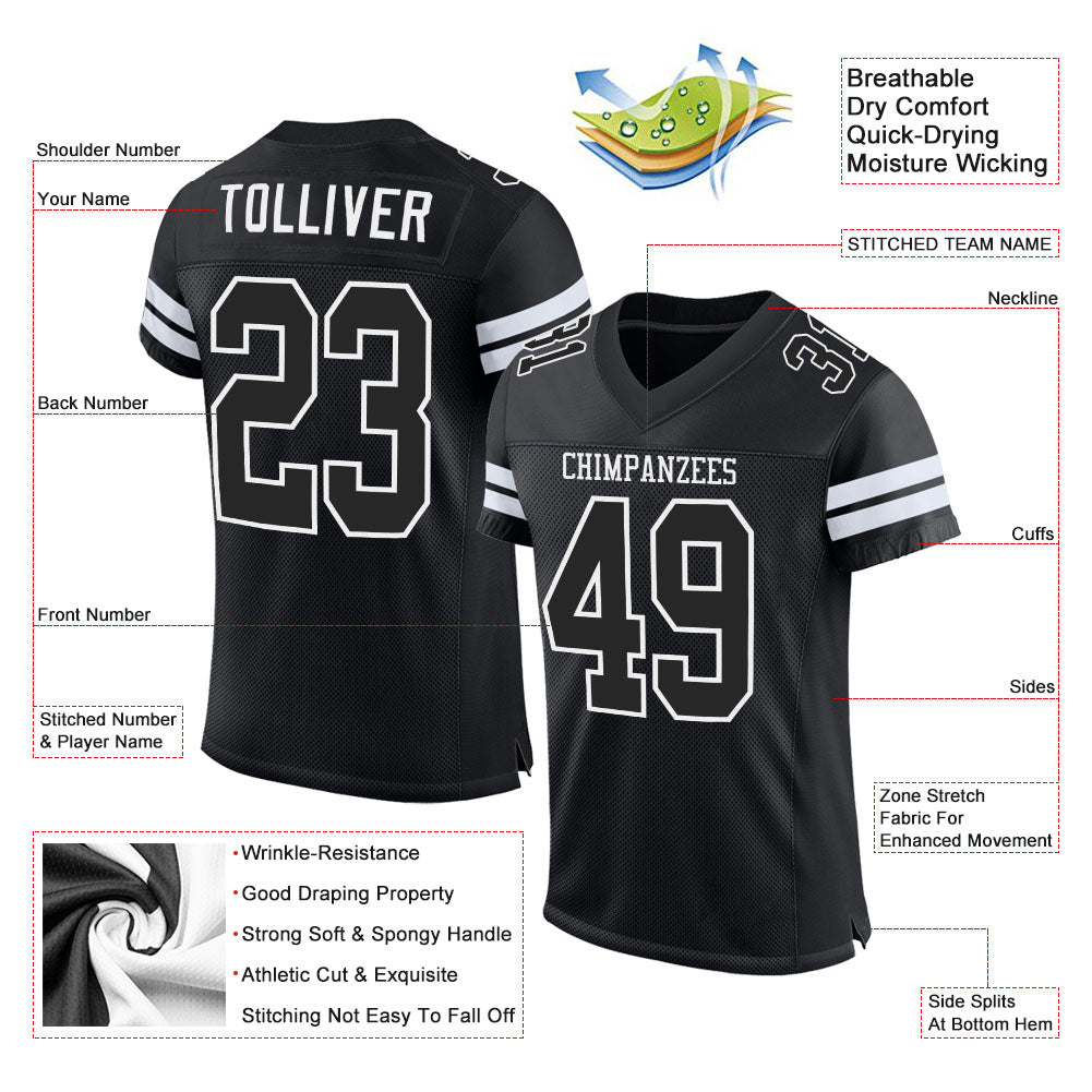 Custom Black & White Mesh Football Jersey
