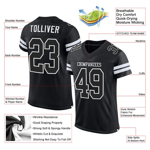 Custom Black & White Mesh Football Jersey
