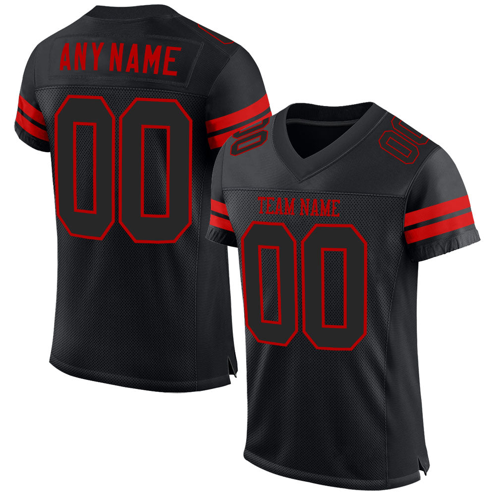 Custom Black & Red Mesh Football Jersey
