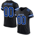 Custom Black & Royal Blue Mesh Football Jersey