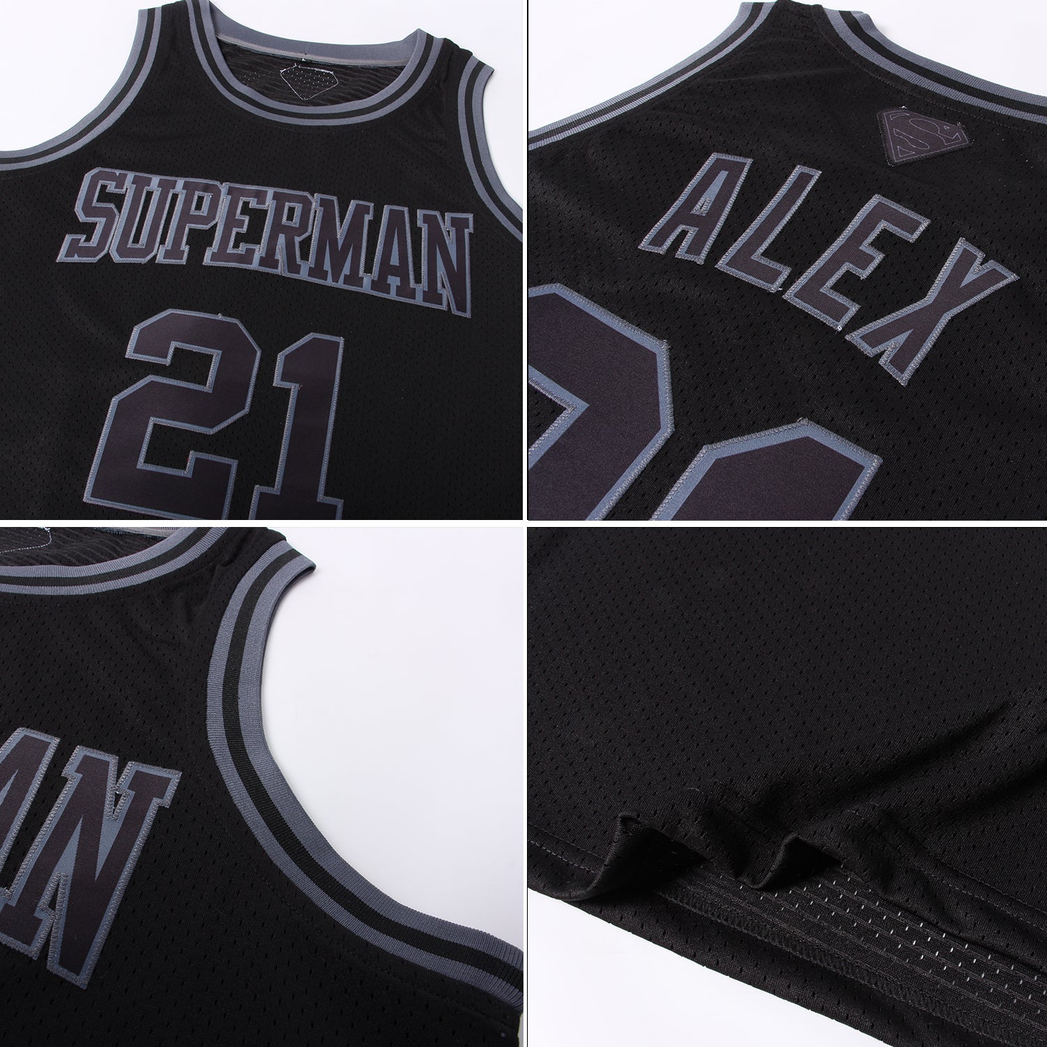 Custom Black & Steel Gray Throwback Basketball Jersey