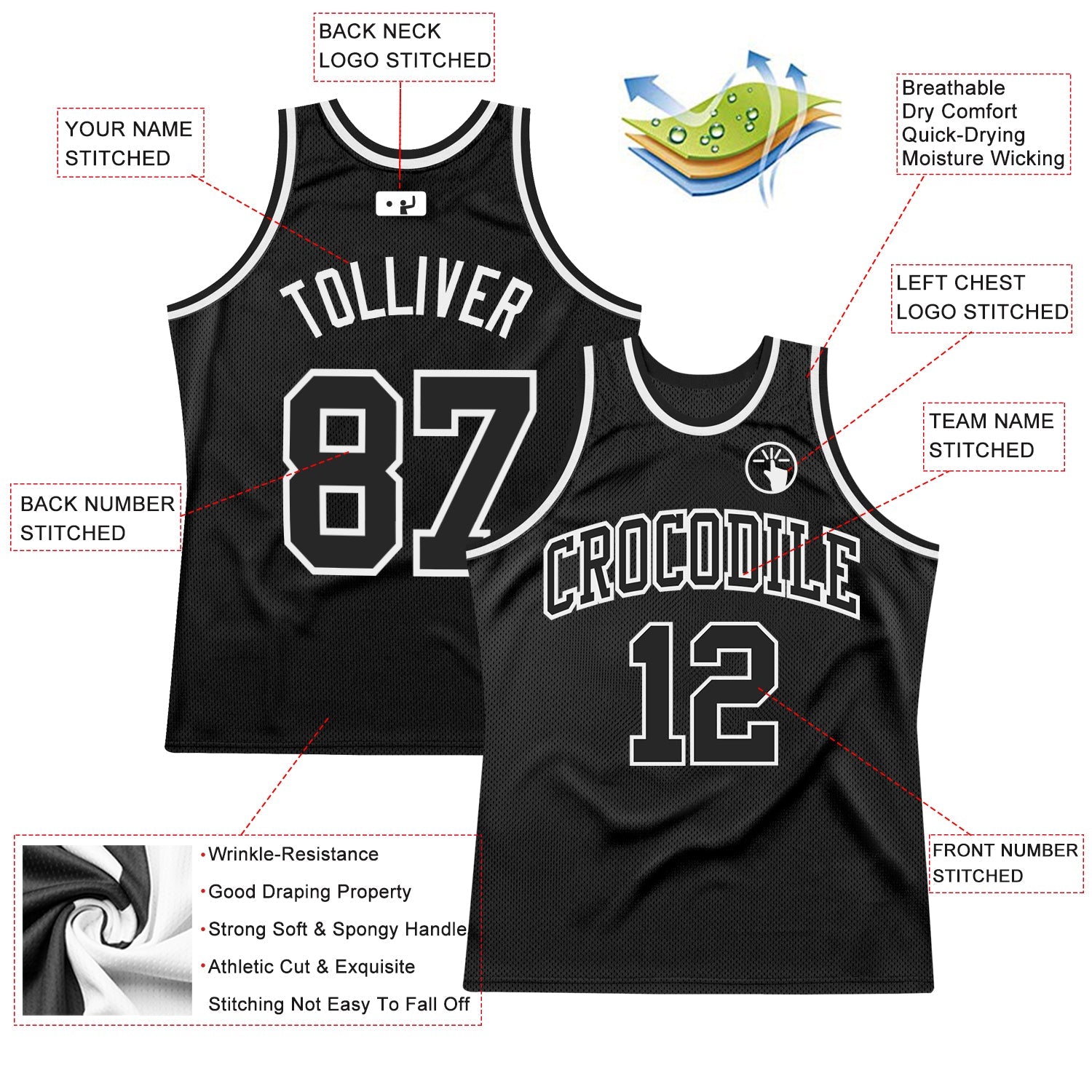 Custom Black & White Throwback Basketball Jersey