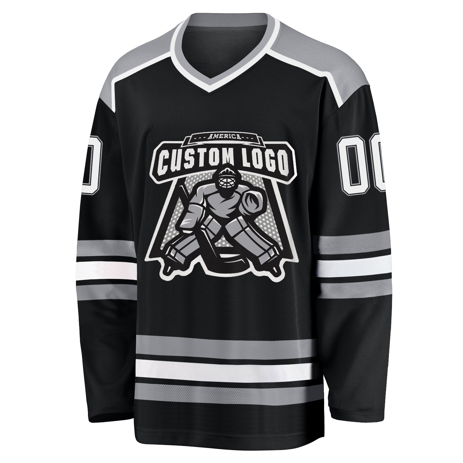 Custom Black, White & Gray Hockey Jersey