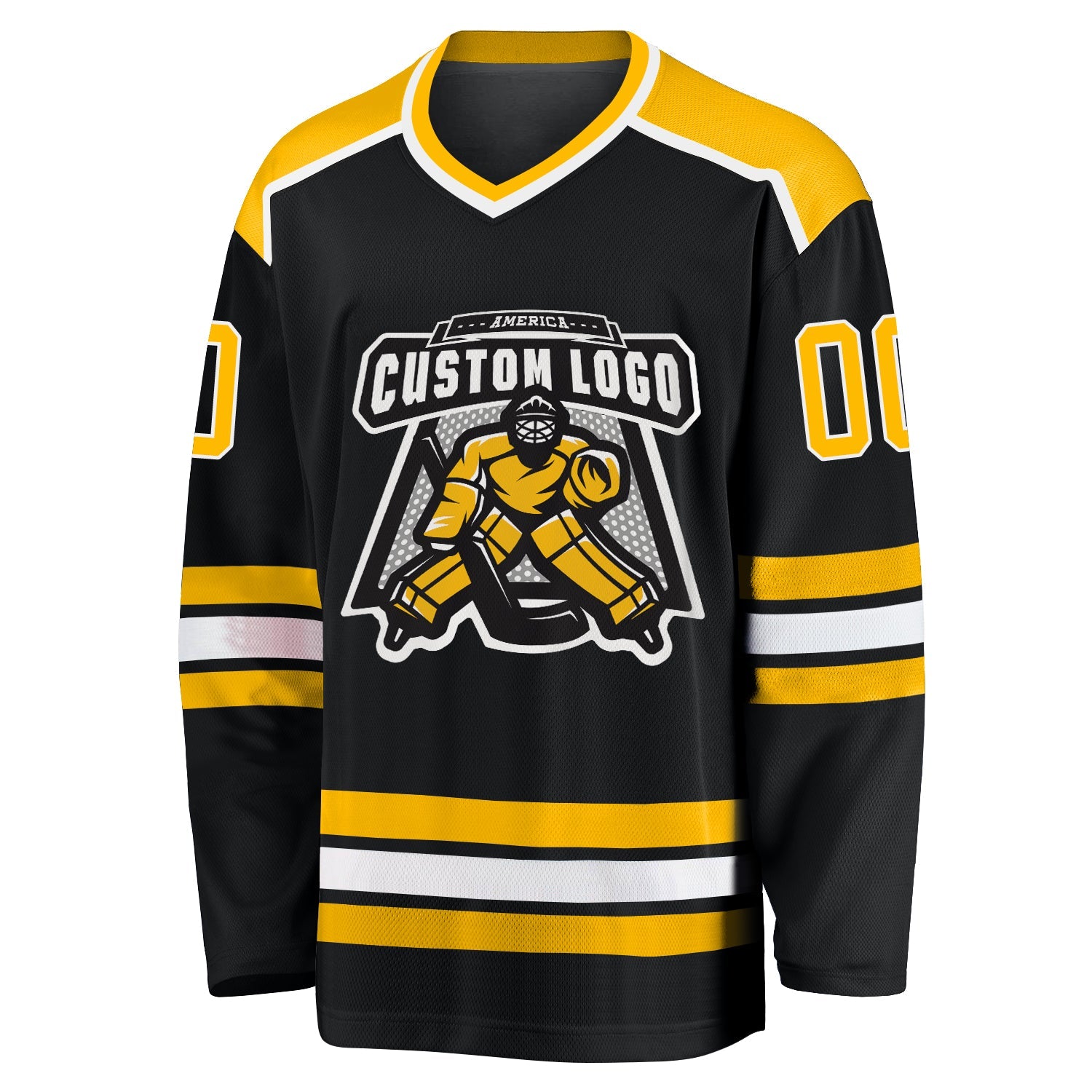 Custom Black, Gold & White Hockey Jersey