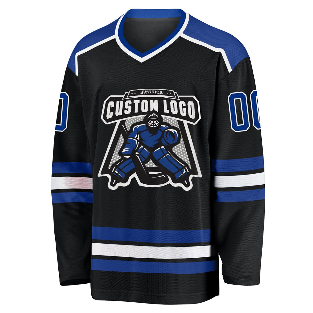 Custom Black & Royal Blue Hockey Jersey