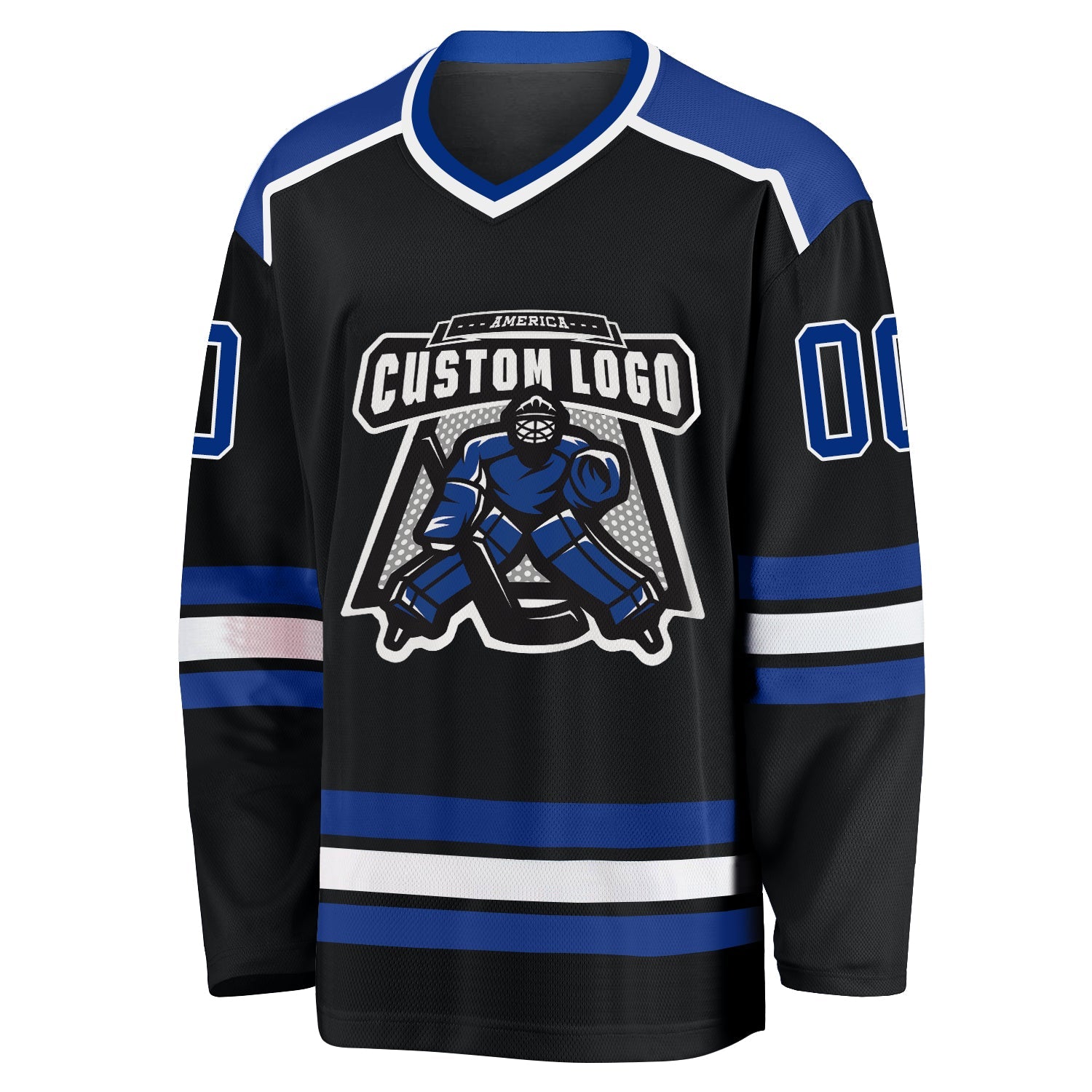 Custom Black & Royal Blue Hockey Jersey