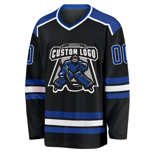 Custom Black & Royal Blue Hockey Jersey