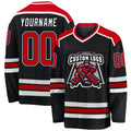 Custom Black, Red & White Hockey Jersey