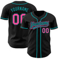Custom Black, Pink & Teal Baseball Jersey - Front