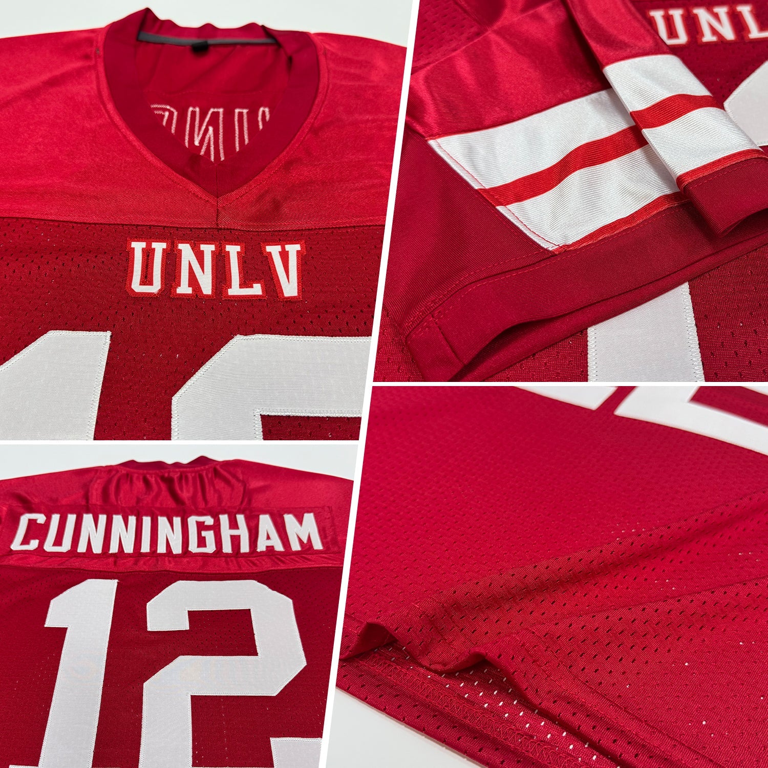 Custom Red & White Mesh Football Jersey