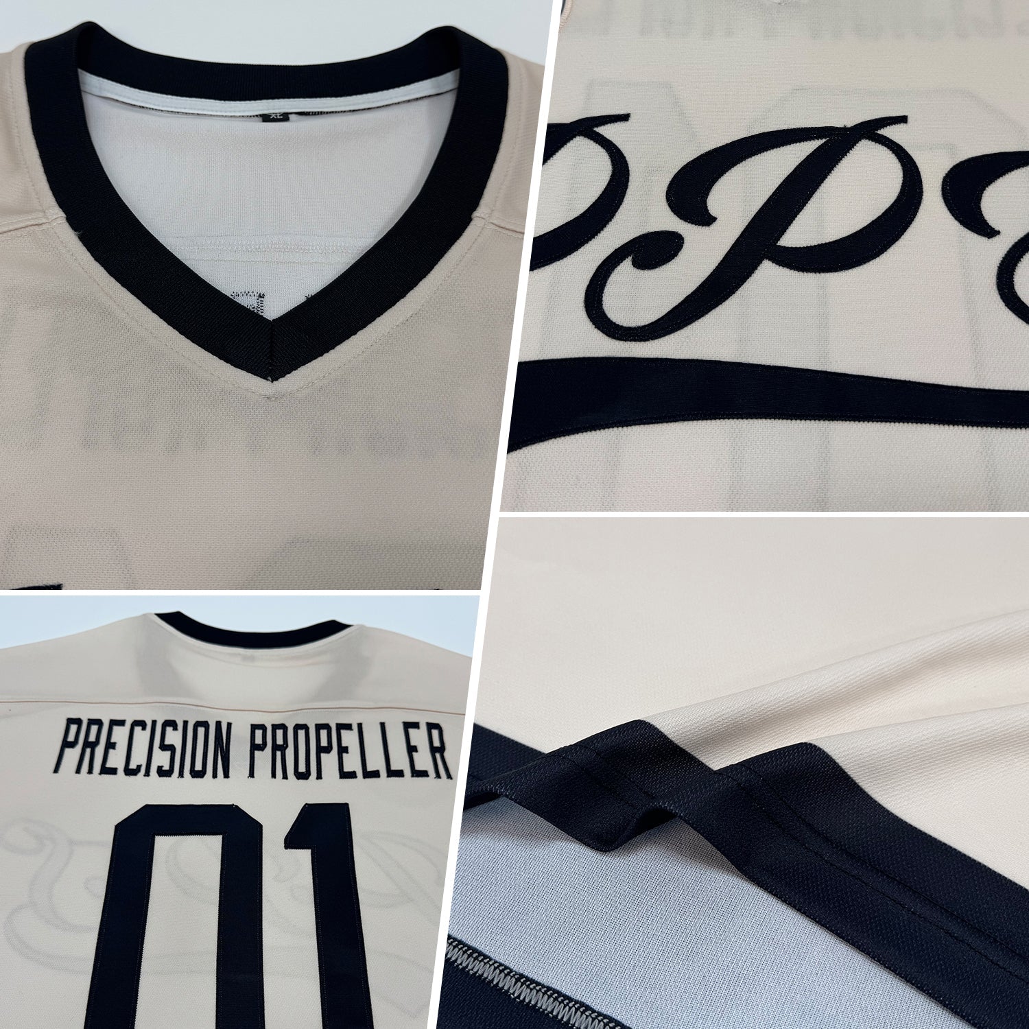 Custom Cream & Black Hockey Jersey