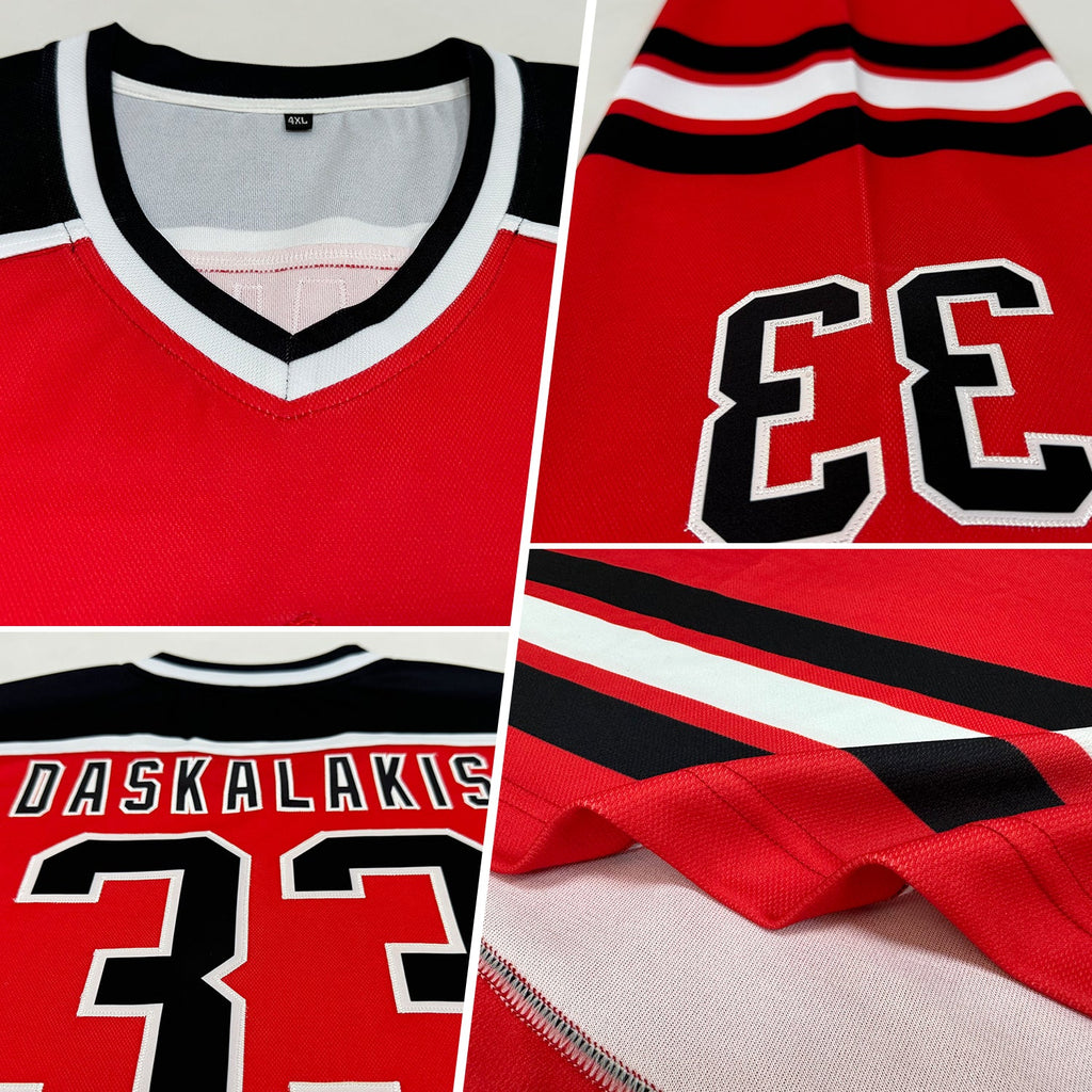 Custom Red, Black & White Hockey Jersey