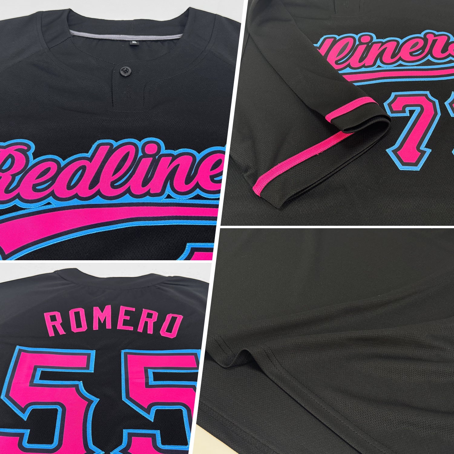 Custom Black, Pink & Sky Blue Softball Jersey