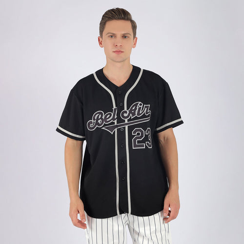 Custom Black & Gray Baseball Jersey - Detail
