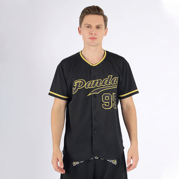 Custom Black Old Gold Authentic Baseball Jersey - Detail