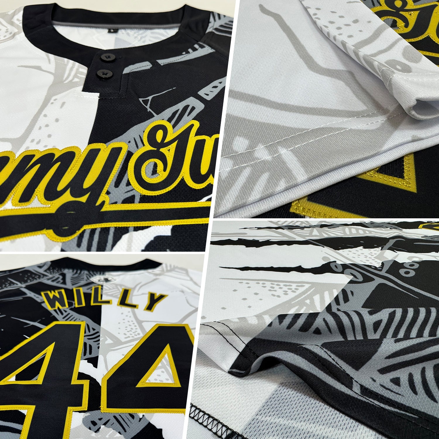 Custom Graffiti Pattern Black & Gold Softball Jersey