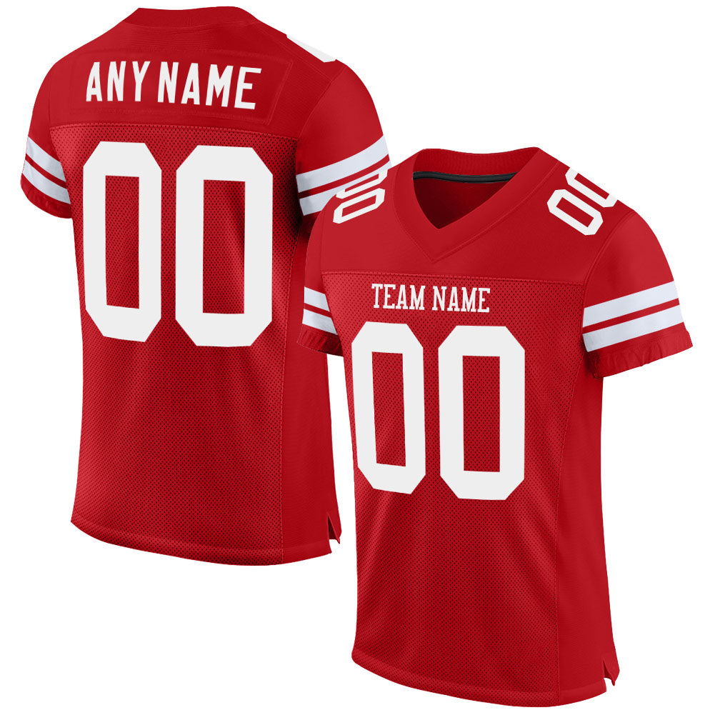 Custom Red & White Mesh Football Jersey
