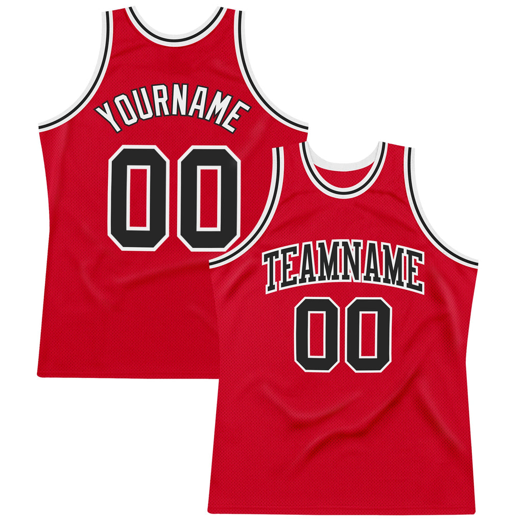 Custom Red, Black & White Throwback Basketball Jersey