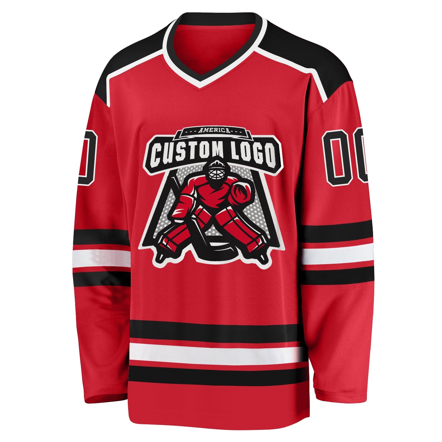 Custom Red, Black & White Hockey Jersey