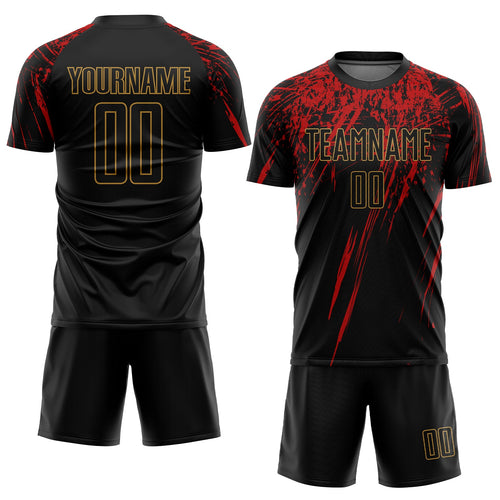 Custom Black, Gold & Red Soccer Jersey