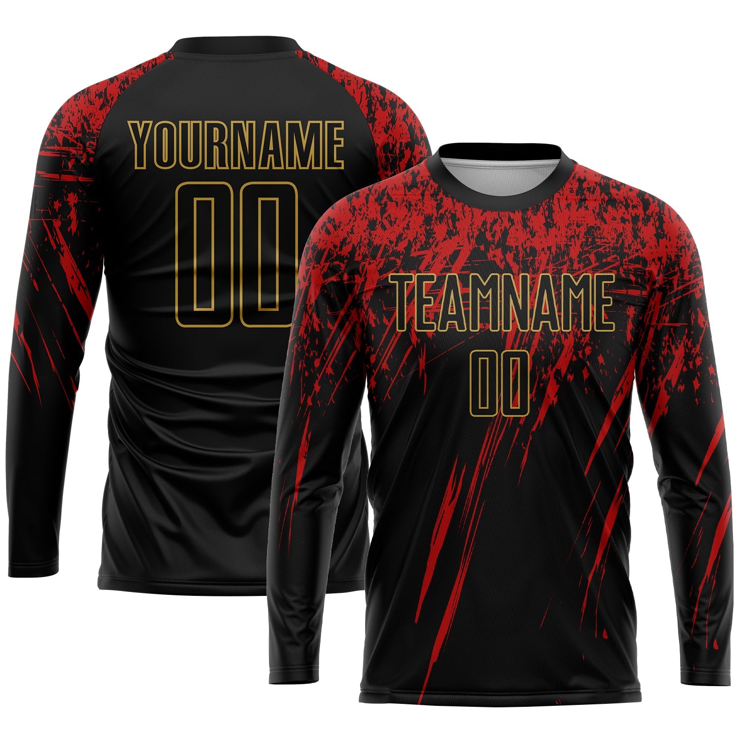 Custom Black, Gold & Red Soccer Jersey