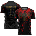 Custom Black, Gold & Red Soccer Jersey