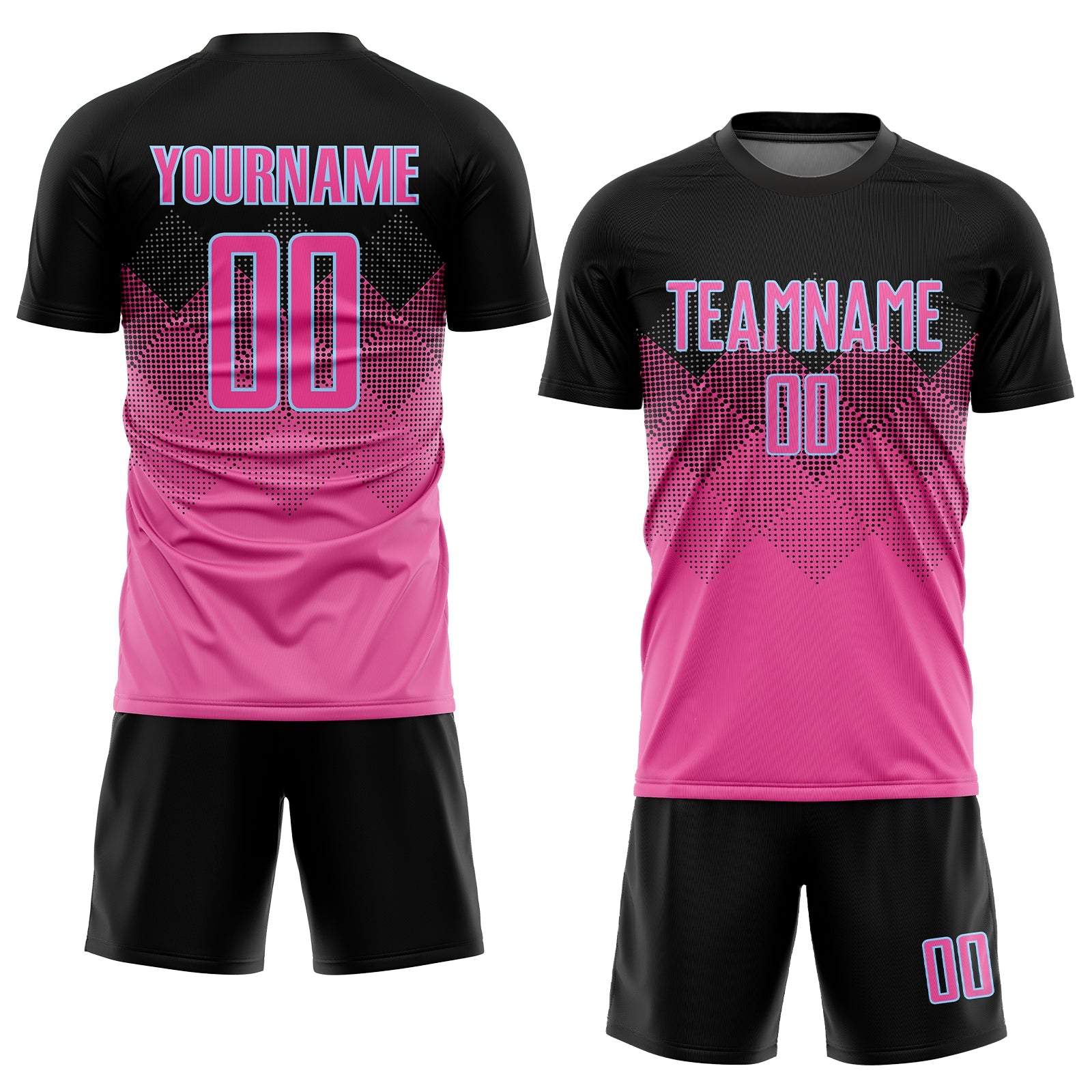Custom Pink & Light Blue Gradient Soccer Jersey