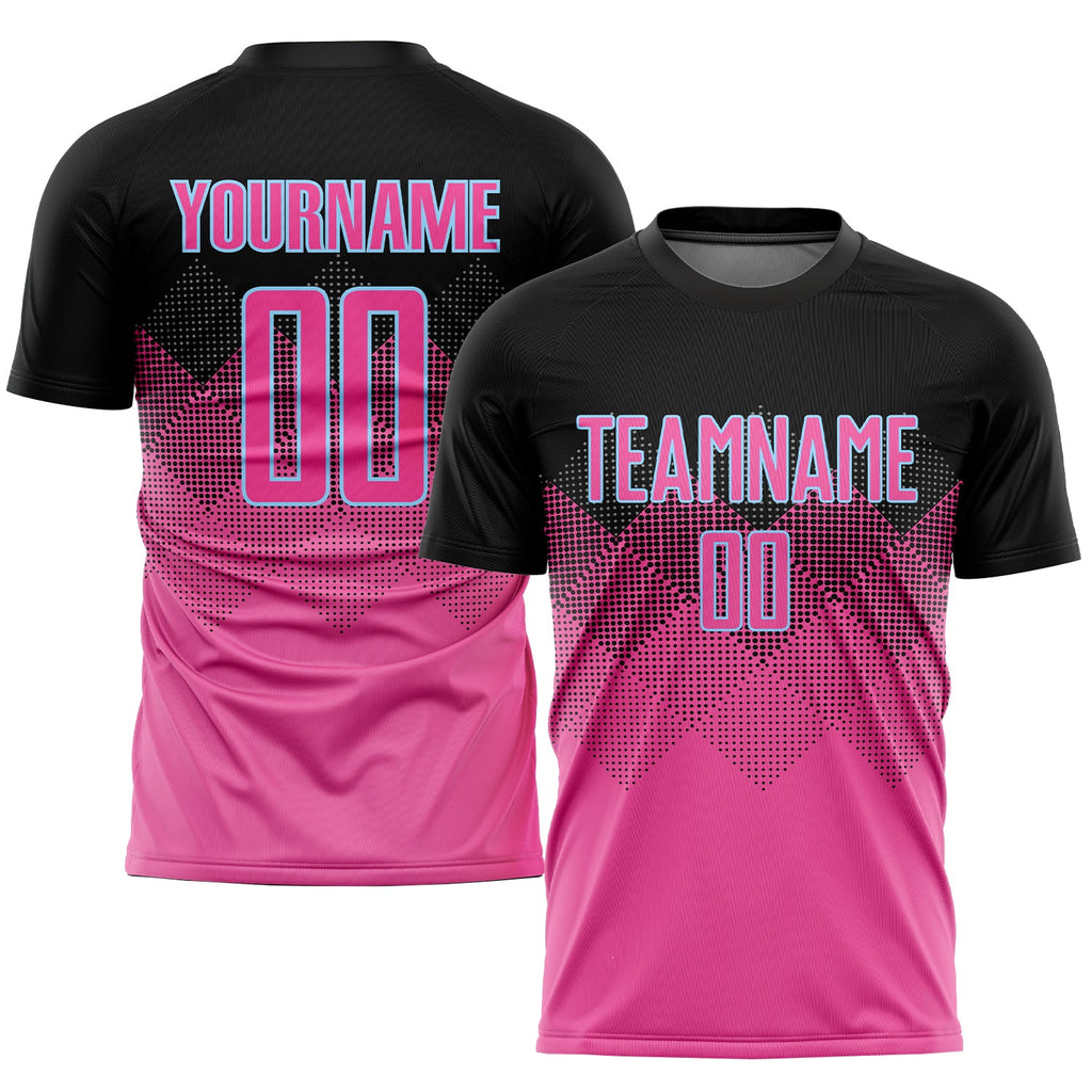 Custom Pink & Light Blue Gradient Soccer Jersey