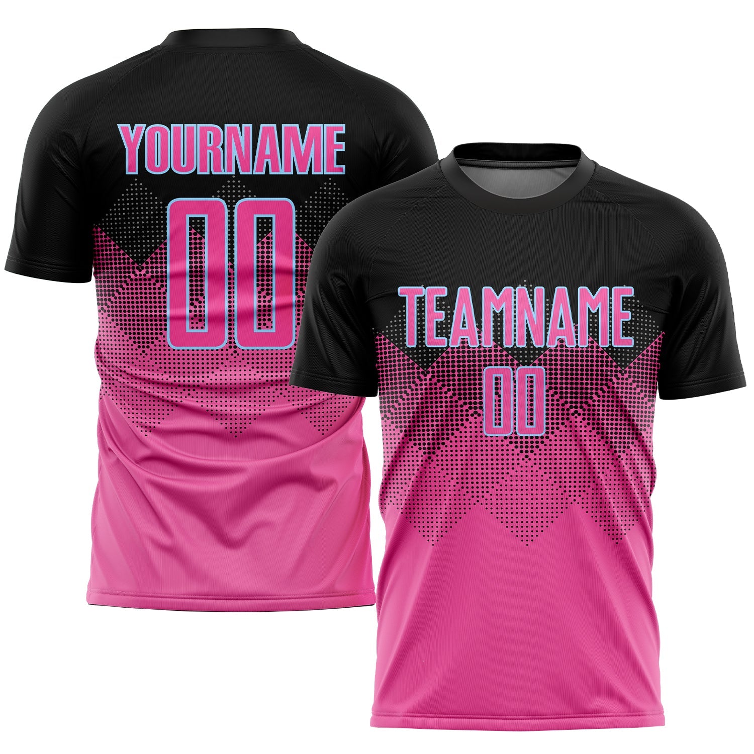 Custom Pink & Light Blue Gradient Soccer Jersey