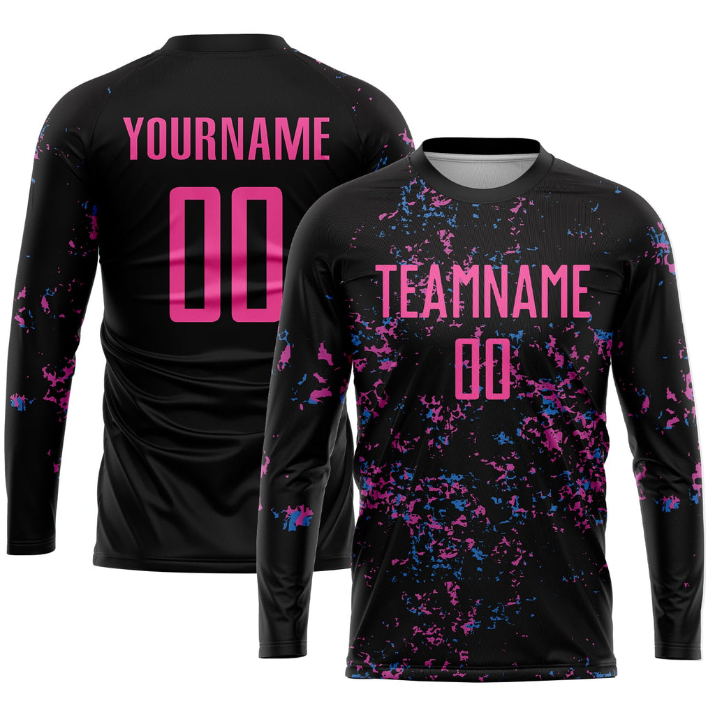Custom Black, Pink & Light Blue Soccer Jersey