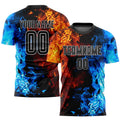 Custom Black & White Flame Soccer Jersey