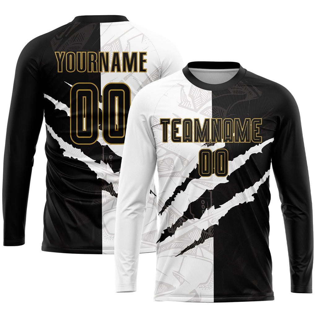 Custom Graffiti Pattern Black & Gold Soccer Jersey