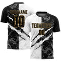 Custom Graffiti Pattern Black & Gold Soccer Jersey