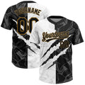 Custom Graffiti Pattern Black & Gold Softball Jersey