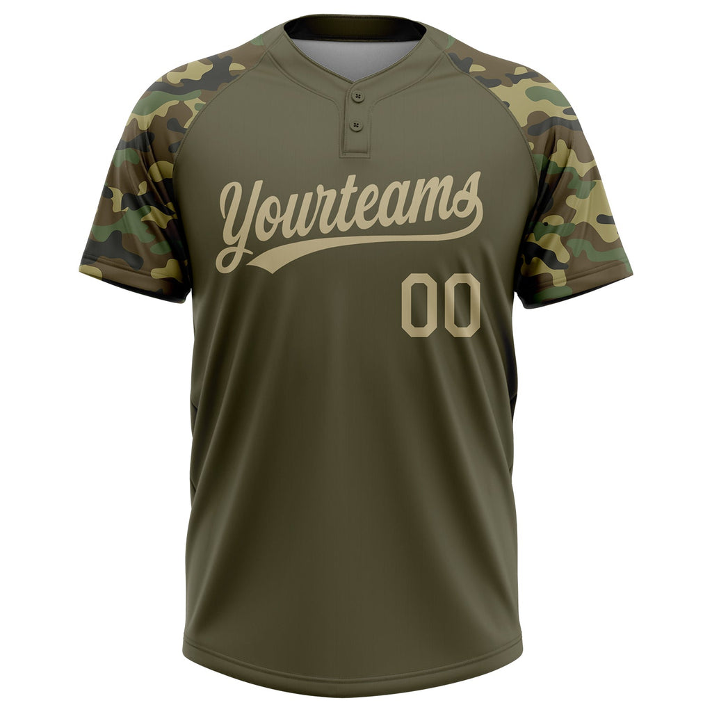 Custom Olive Camo Salute to Service Softball Jersey