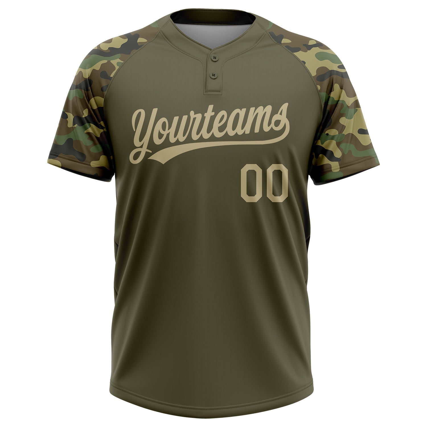 Custom Olive Camo Salute to Service Softball Jersey