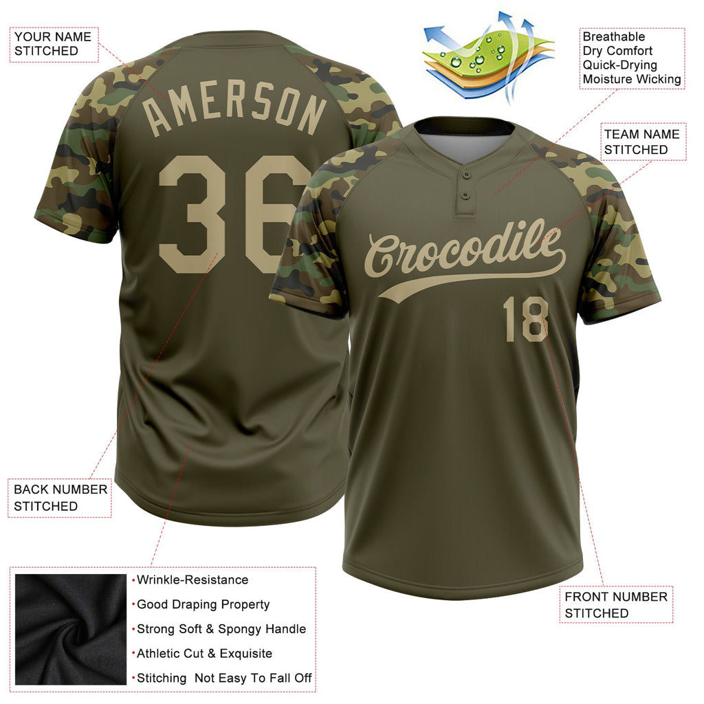 Custom Olive Camo Salute to Service Softball Jersey