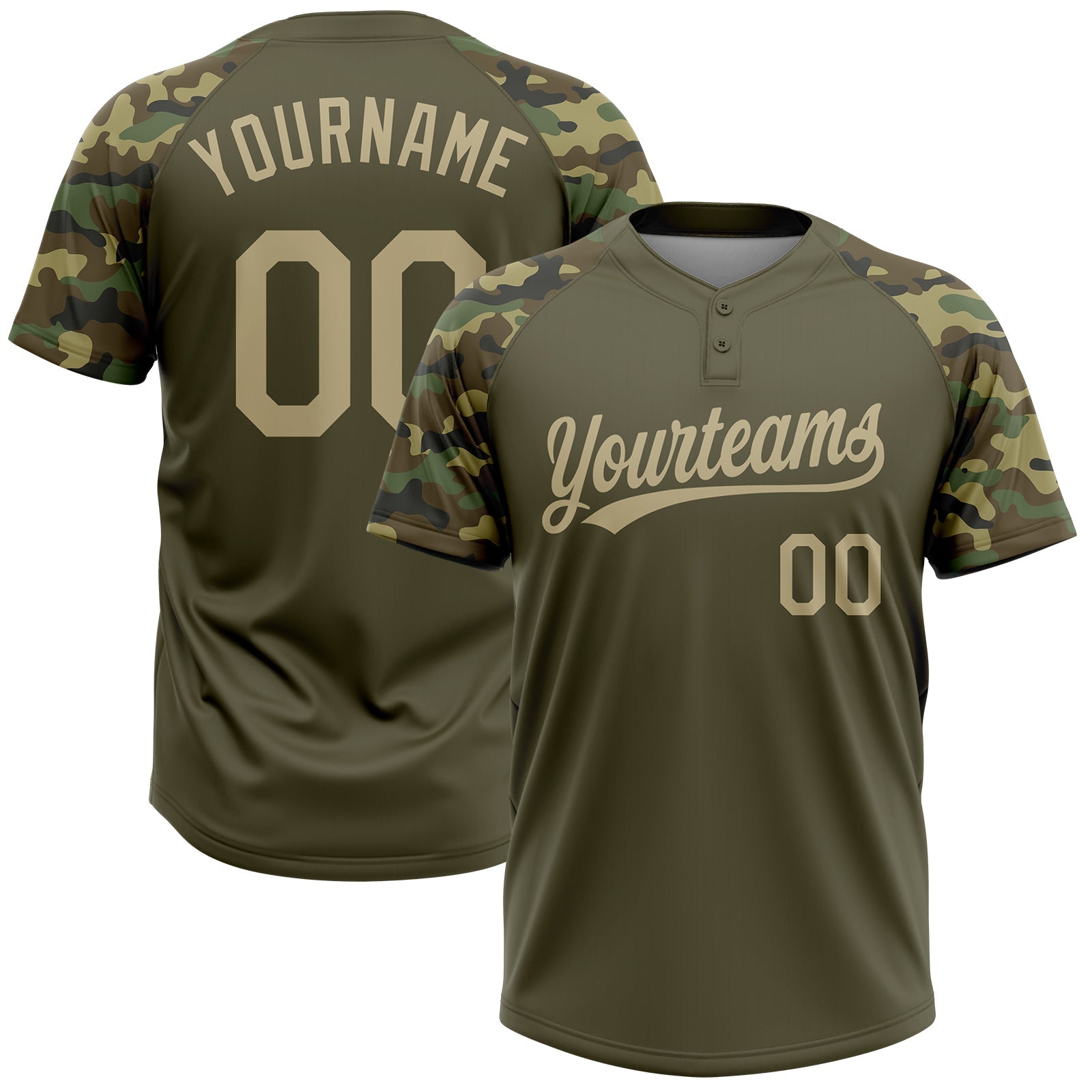 Custom Olive Camo Salute to Service Softball Jersey