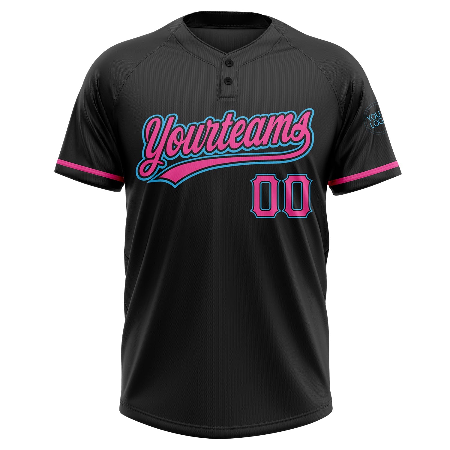 Custom Black, Pink & Sky Blue Softball Jersey