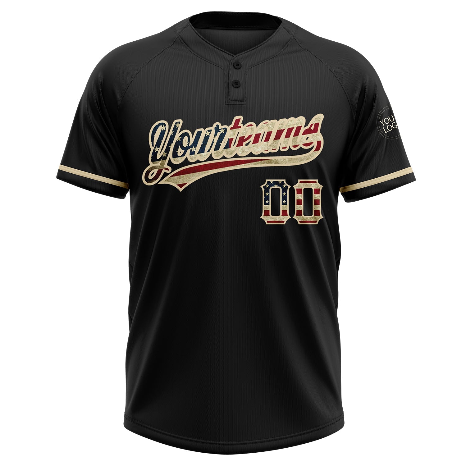 Custom Black Vintage USA Flag Softball Jersey