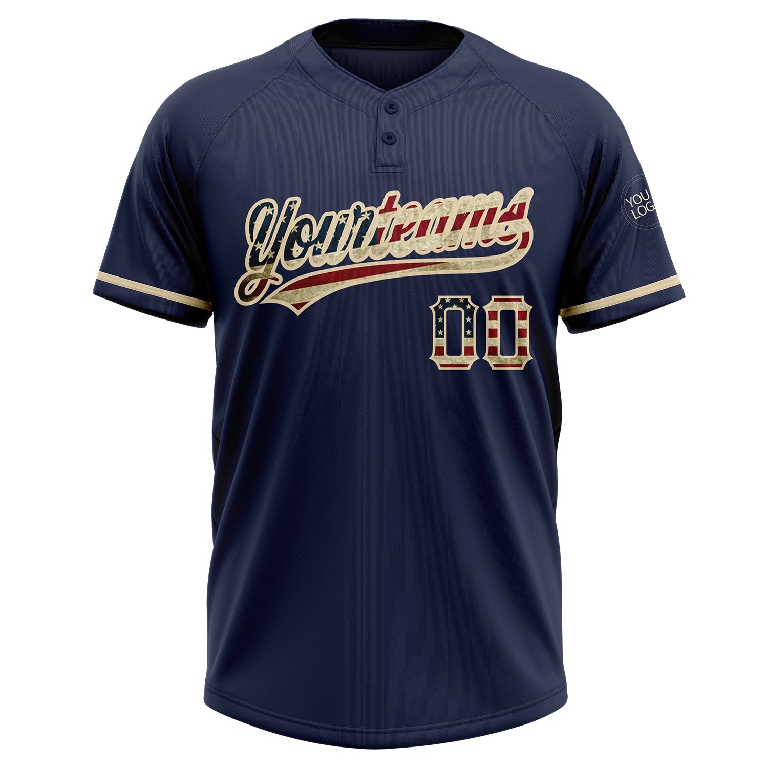 Custom Navy Vintage USA Flag Softball Jersey