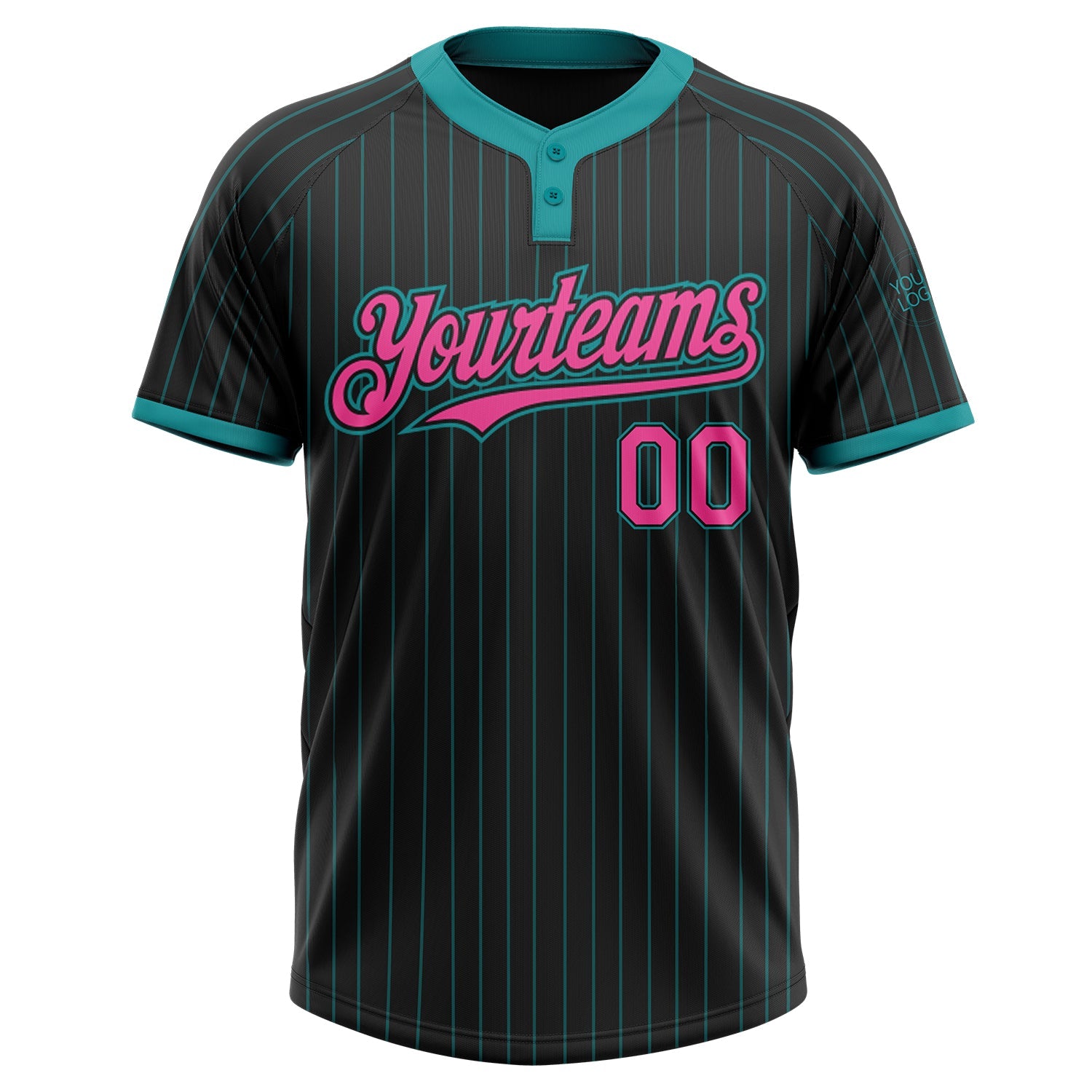 Custom Black Teal Pinstripe Softball Jersey
